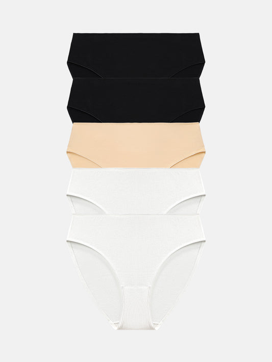 RHYFF Womens Underwear Cotton High Cut Panties 5 PACK 3178