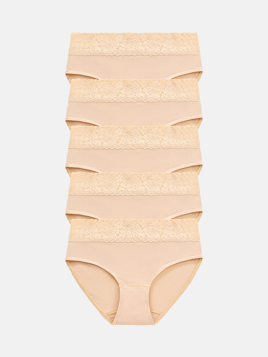 RHYFF Womens Underwear Cotton Lace Panties Full Briefs Dark Color-5 Pack 6004