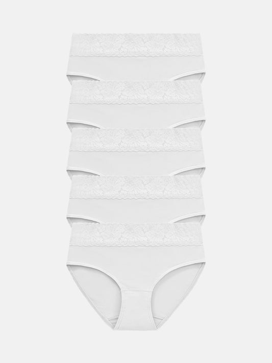 RHYFF Womens Underwear Cotton Lace Panties Full Briefs Dark Color-5 Pack 6004