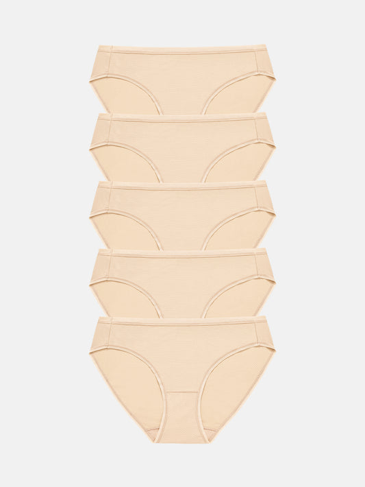 RHYFF Womens Underwear Breathable Mesh Bikini Panties 5-packs 7002