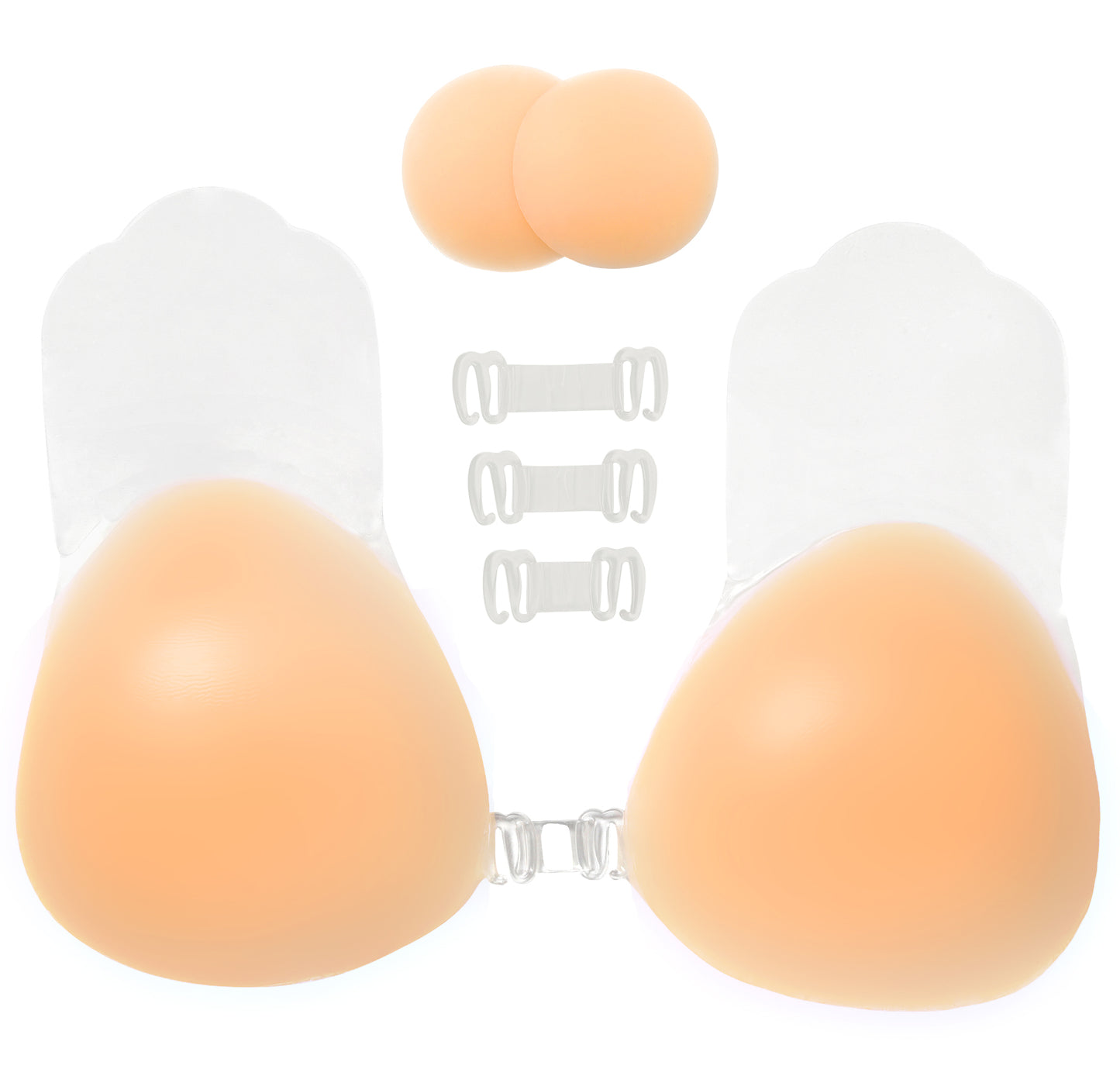 RHYFF Adhesive Bra Strapless Sticky Push Up Silicone Reusable Invisible Lifting Bra for Women with Nipple Covers