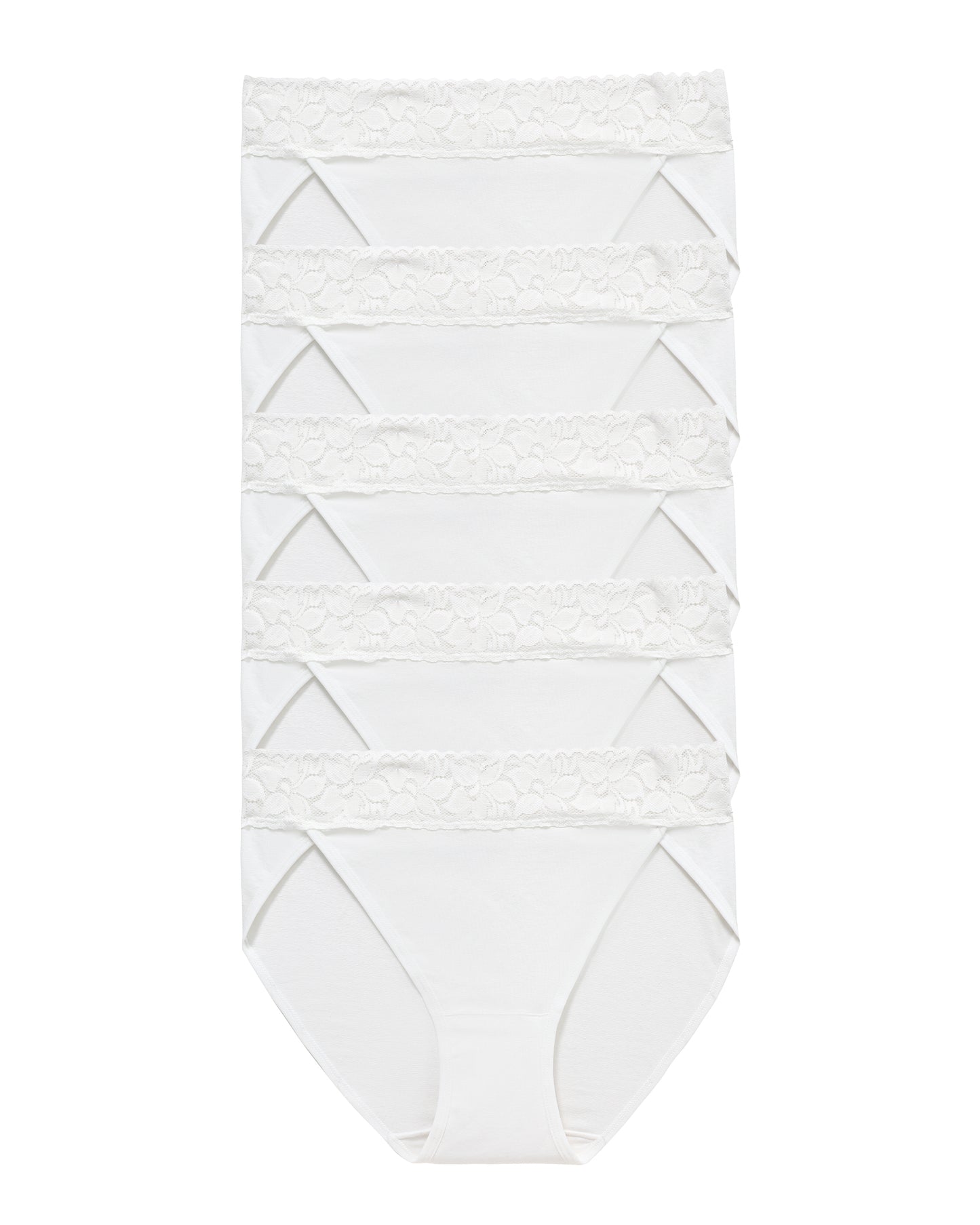 RHYFF Womens Underwear Cotton Bikini Panties High Cut Lace Panty Stretch Hipster Underpants Ladies Briefs White 5 pack 3168