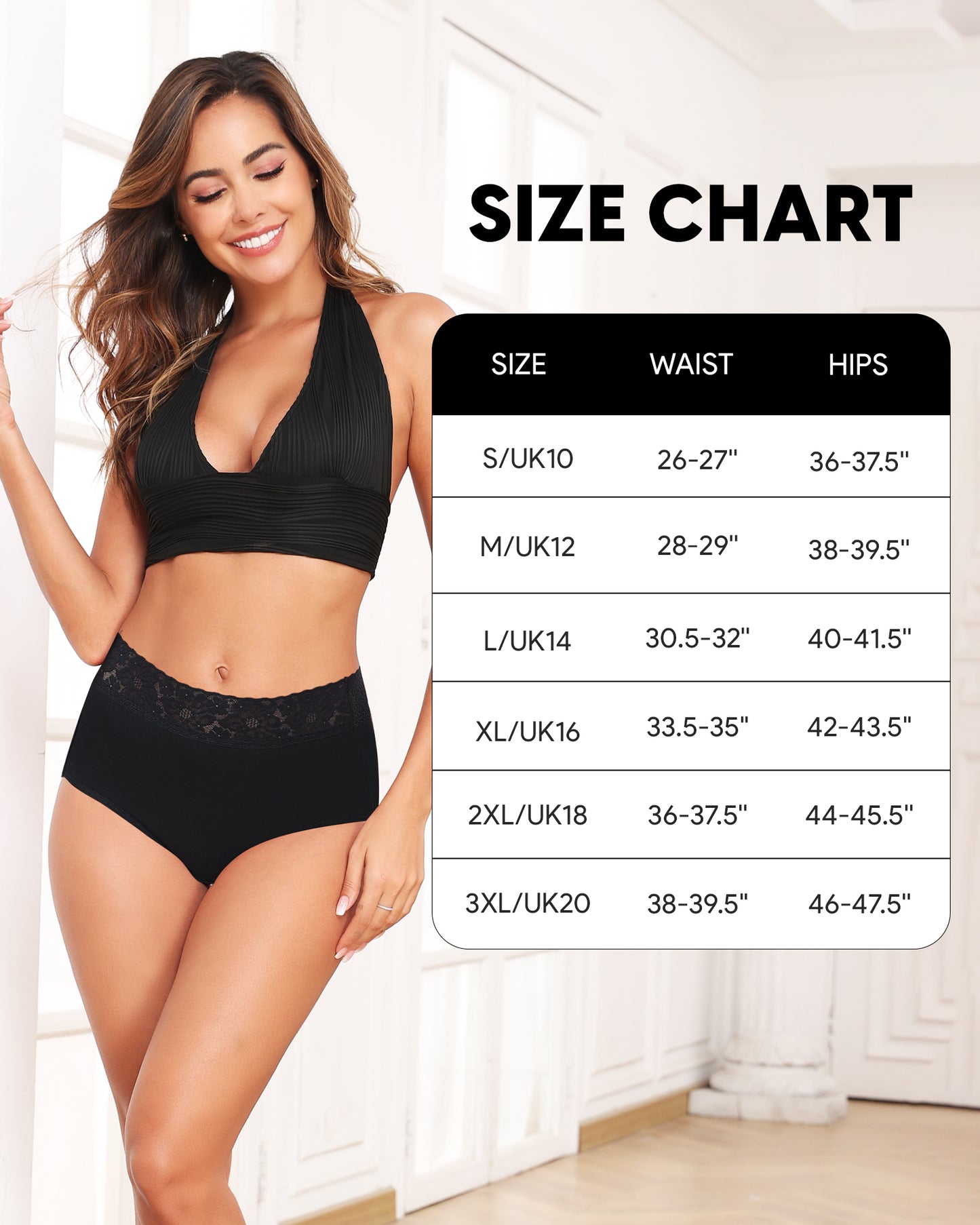 RHYFF Womens Underwear Cotton Lace Panties High Waist Panty Soft Breathable Ladies Hipster Full Coverage Briefs S-3XL