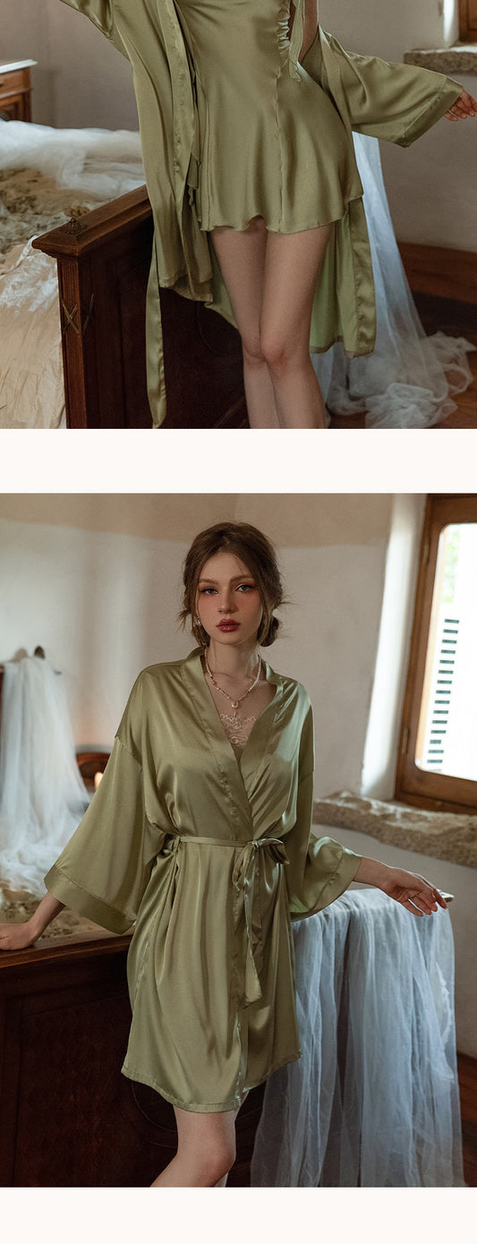Rhyff Silky Satin Nightgown with Robe