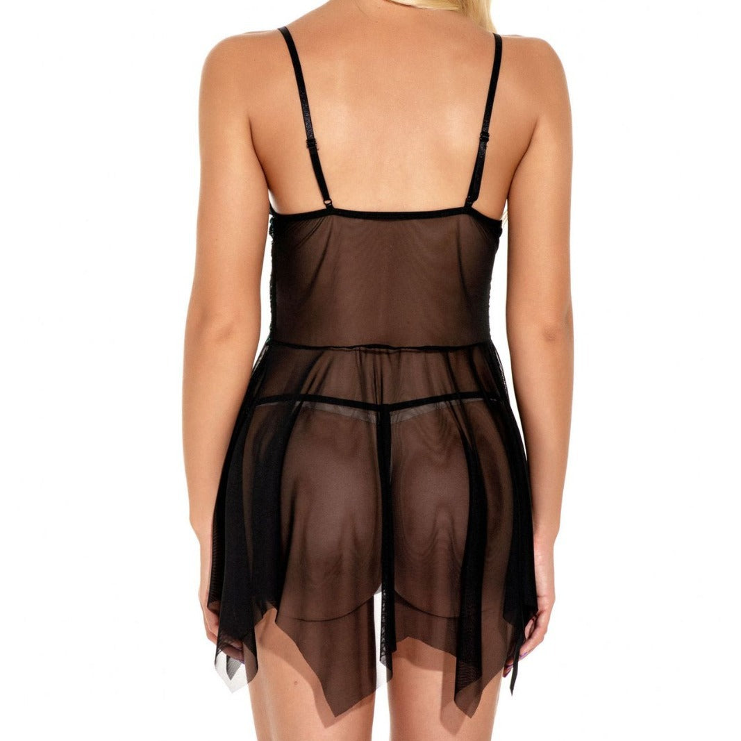 Rhyff Sexy V-Neck Sheer Mesh Nightwear