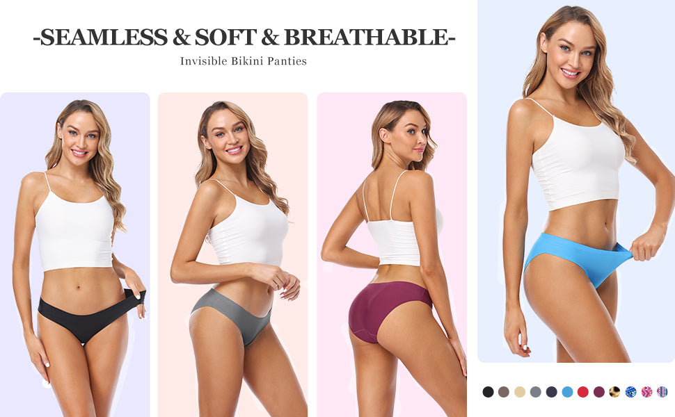 Women's Seamless Underwear Bikini Panties Fashionable Invisible Panty Multiple Packs