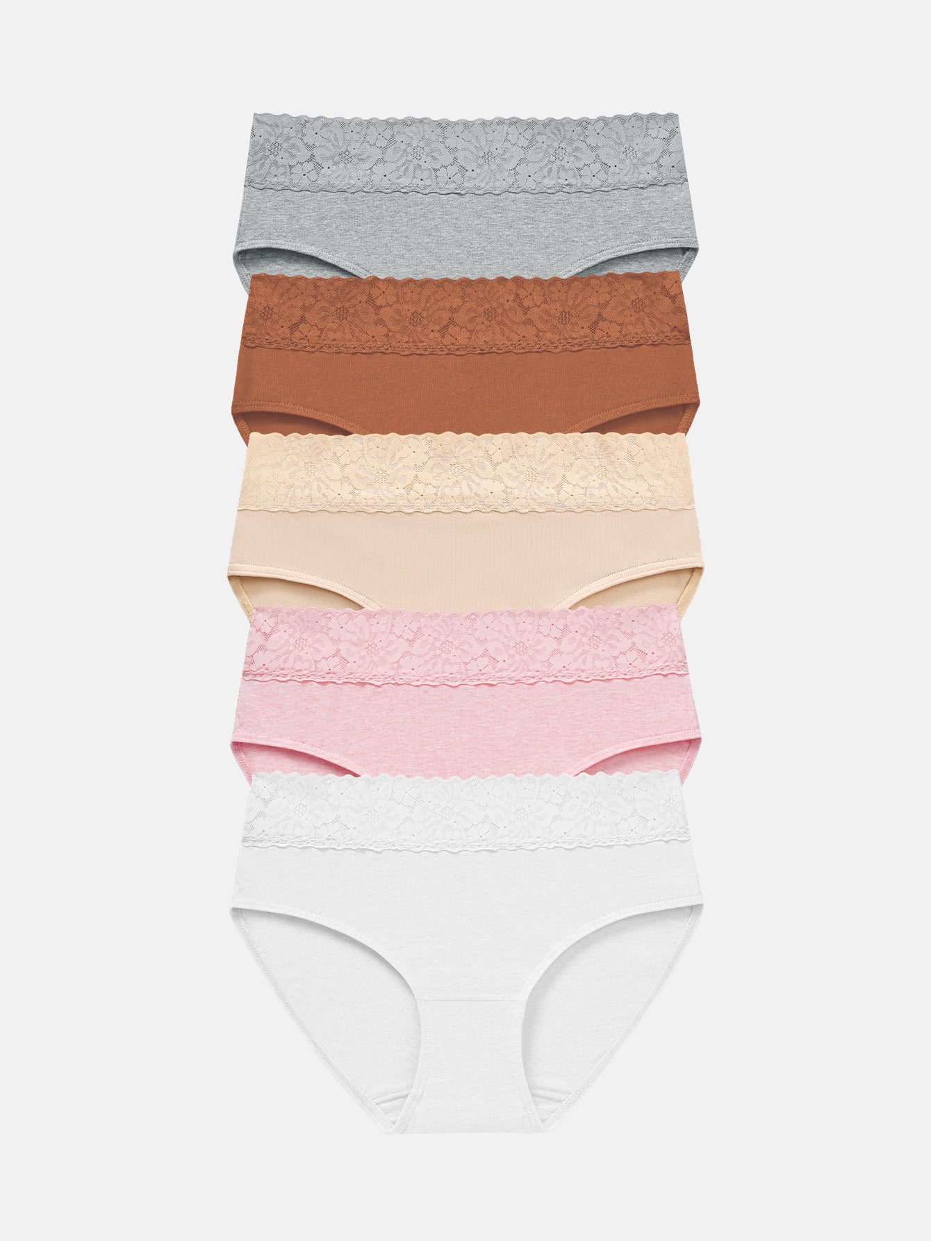 RHYFF Womens Underwear Cotton Hipster Panties Lace Panty 5-pack 6004