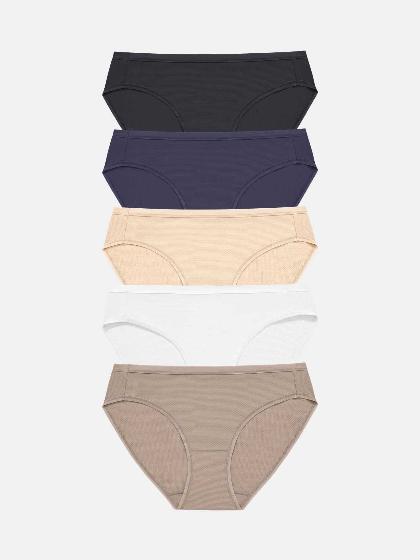 RHYFF Womens Underwear Breathable Mesh Bikini Panties 5-packs 7002