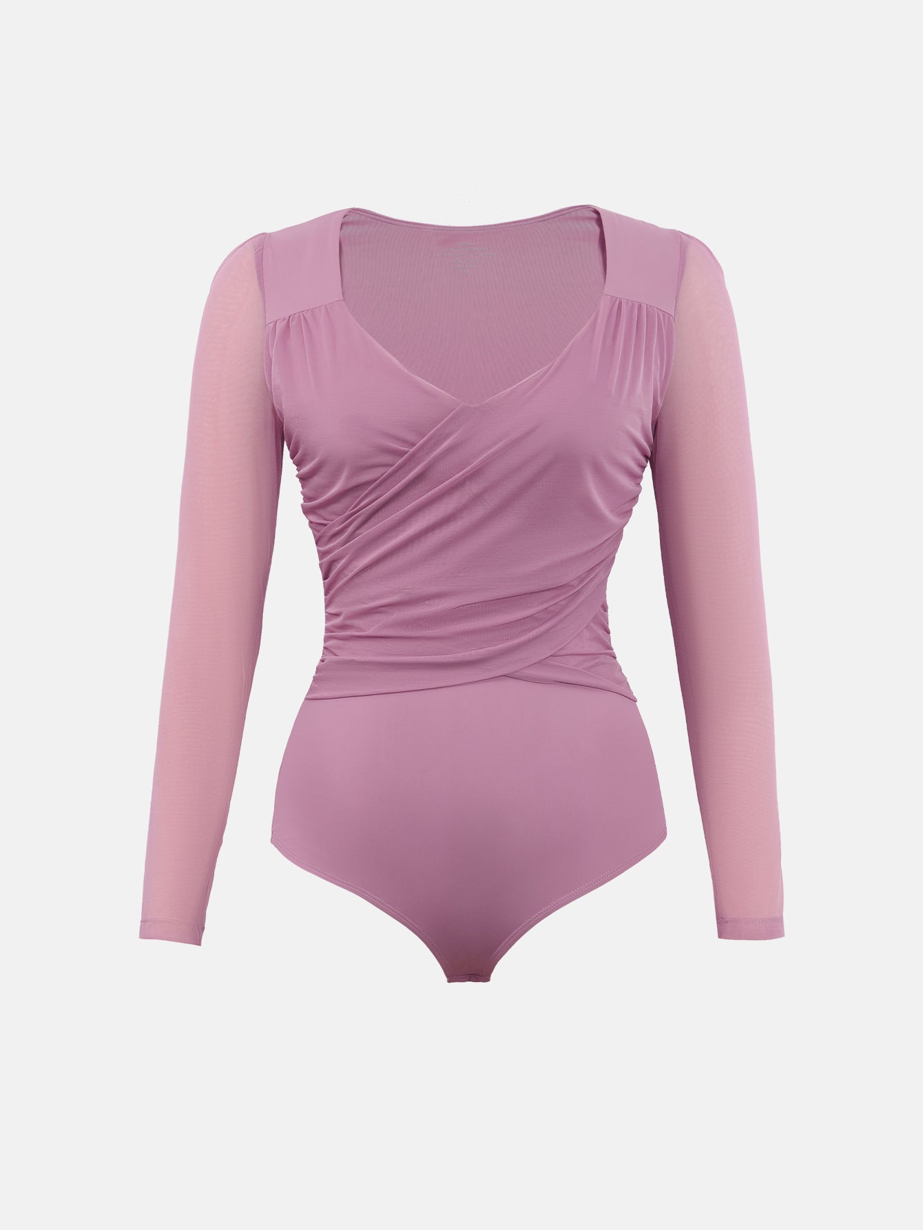 Rhyff Bodysuits for Womens Long Sleeve Sheer Mesh Ruched  S-XL