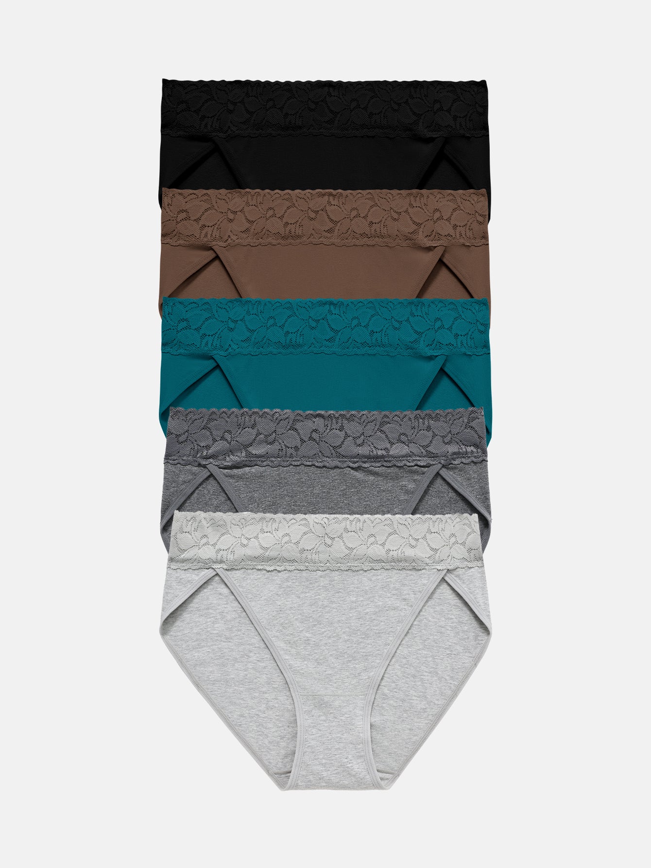 RHYFF Womens Underwear Cotton Bikini Panties High Cut 5-PACK 3168