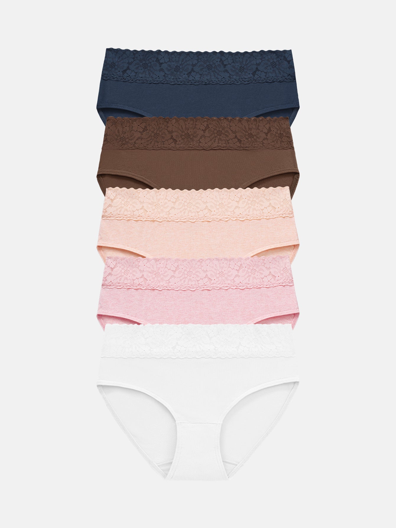 RHYFF Womens Underwear Cotton Hipster Panties Lace Panty 5-pack 6004