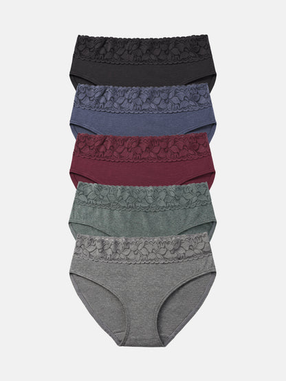 RHYFF Womens Underwear Cotton Lace Panties  5 Pack 3020