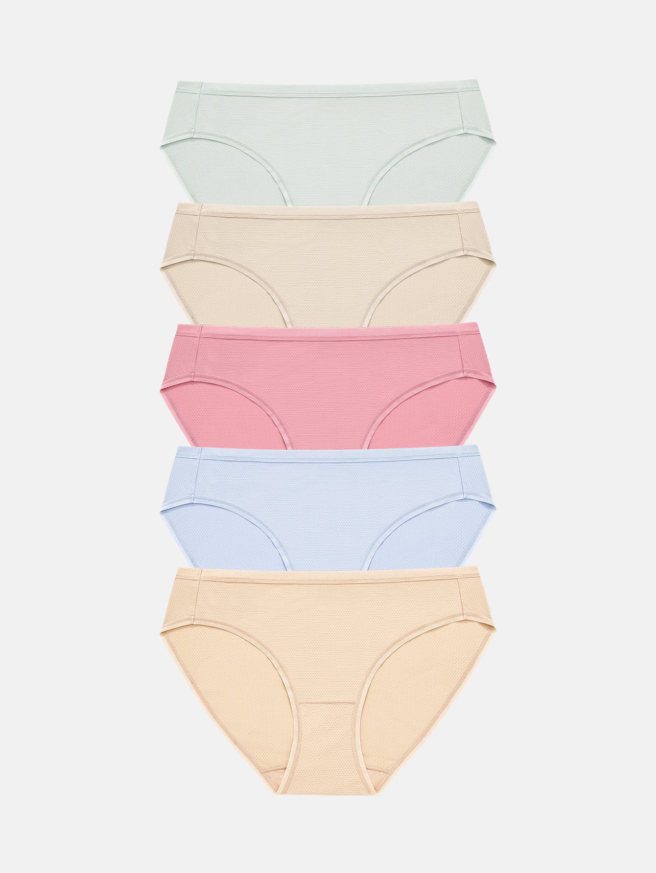 RHYFF Womens Underwear Breathable Mesh Bikini Panties 5-packs 7002