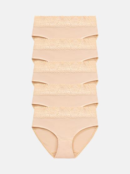 RHYFF Womens Underwear Cotton Lace Panties Full Briefs Dark Color-5 Pack 6004