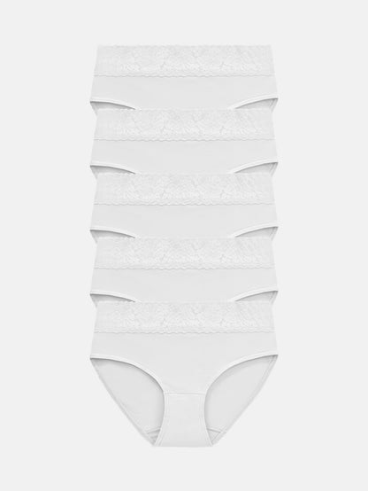 RHYFF Womens Underwear Cotton Lace Panties Full Briefs Dark Color-5 Pack 6004