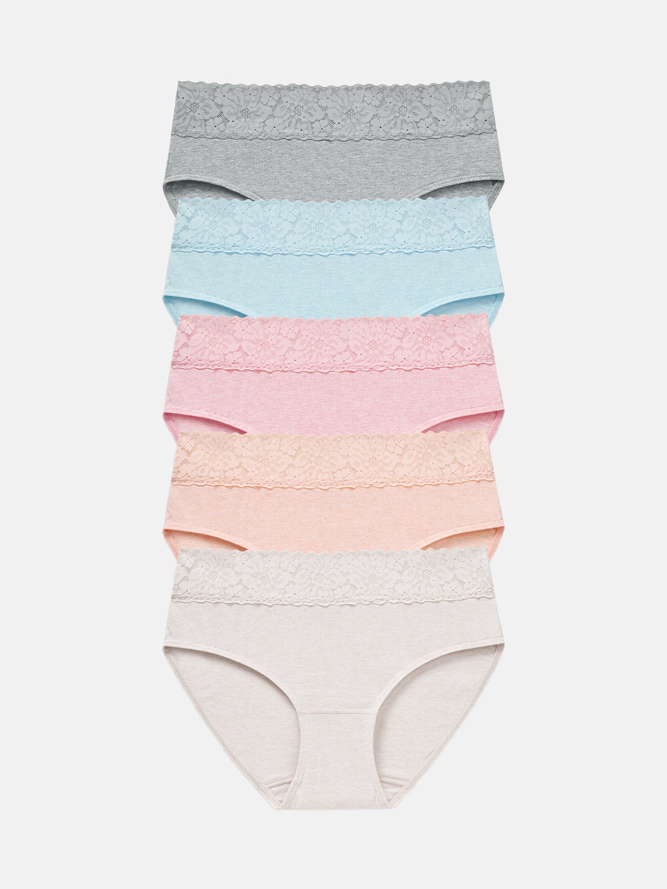 RHYFF Womens Underwear Cotton Hipster Panties Lace Panty 5-pack 6004