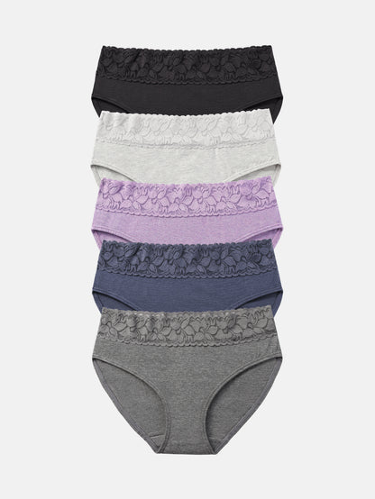 RHYFF Womens Underwear Cotton Lace Panties  5 Pack 3020
