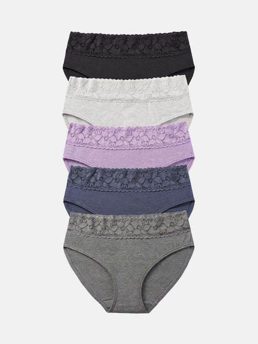 RHYFF Womens Underwear Cotton Lace Panties  5 Pack 3020