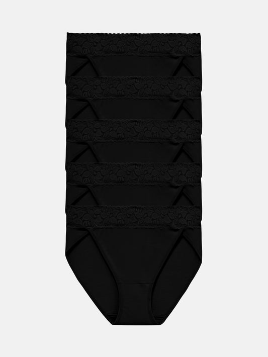 RHYFF Womens Underwear Cotton Bikini Panties High Cut 5-PACK 3168