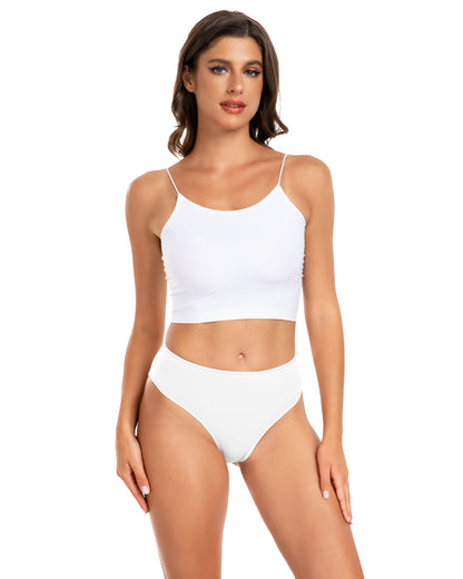 RHYFF Womens Underwear Cotton High Cut Panties Comfort Bikini Panty Stretch Hipster Underpants Breathable Ladies Briefs White