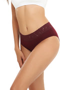 RHYFF Womens Underwear Cotton Bikini Panties Lace Soft Hipster Panty Ladies Stretch Full Briefs Purple-5 Pack