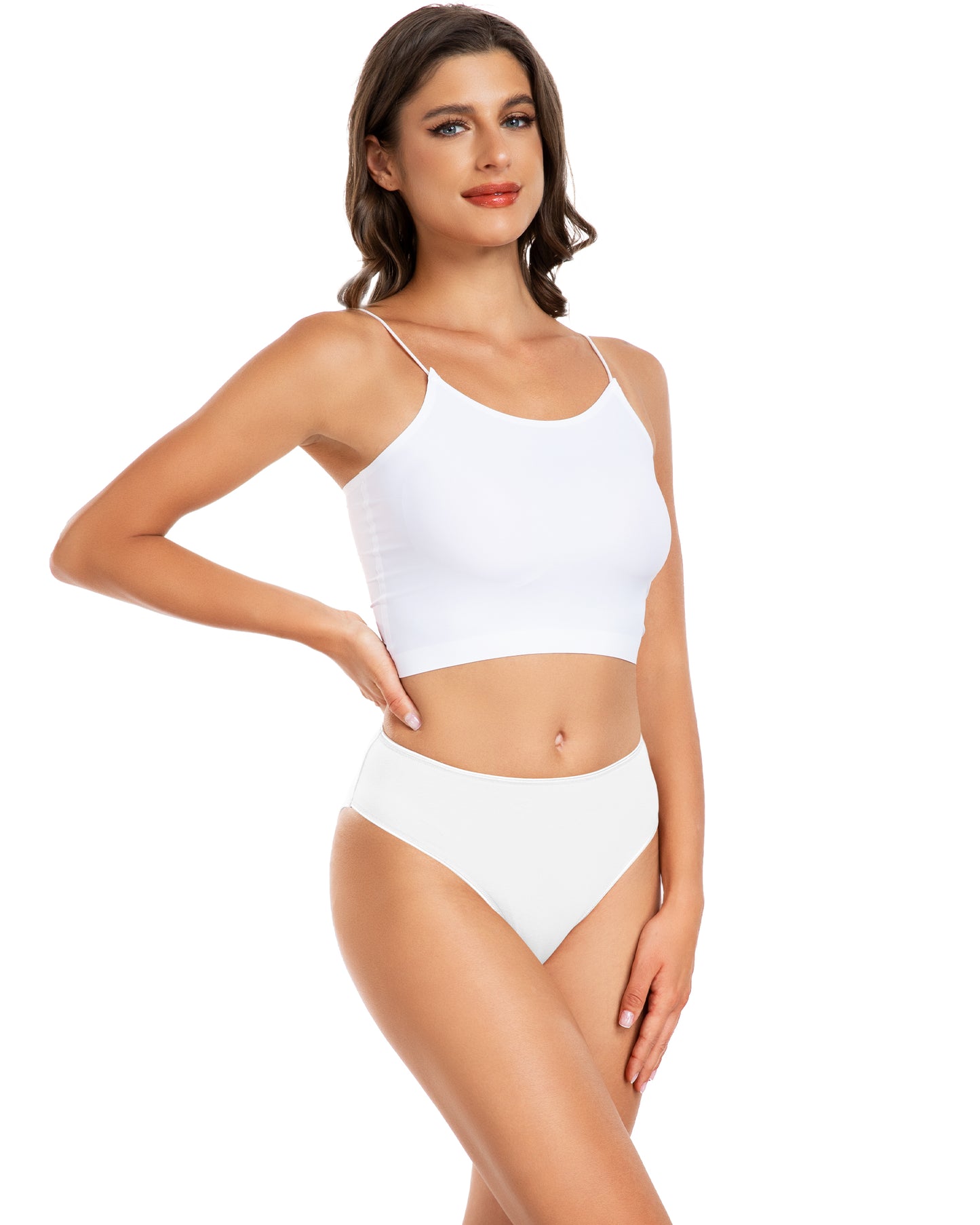RHYFF Womens Underwear Cotton High Cut Panties Comfort Bikini Panty Stretch Hipster Underpants Breathable Ladies Briefs White