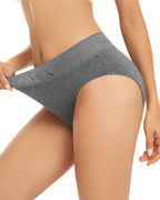 RHYFF Womens Underwear Cotton Bikini Panties Lace Soft Hipster Panty Ladies Stretch Full Briefs Blackwhite-5 Pack