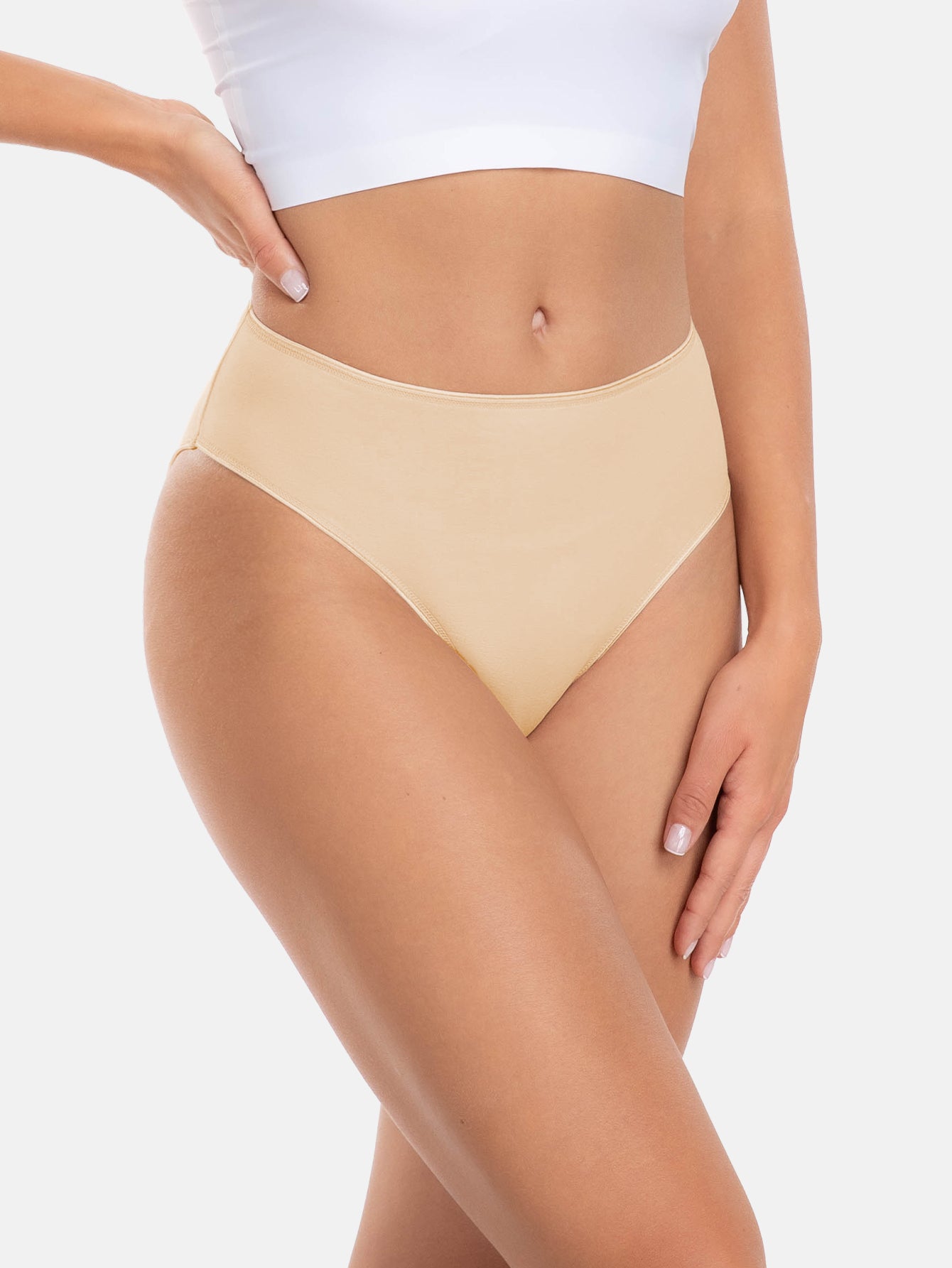 RHYFF Womens Underwear Cotton High Cut Panties  5 PACK 3178