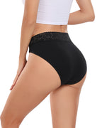 RHYFF Womens Underwear Cotton Bikini Panties High Cut Lace Panty Stretch Hipster Underpants Ladies Briefs Coffe 5 pack 3168