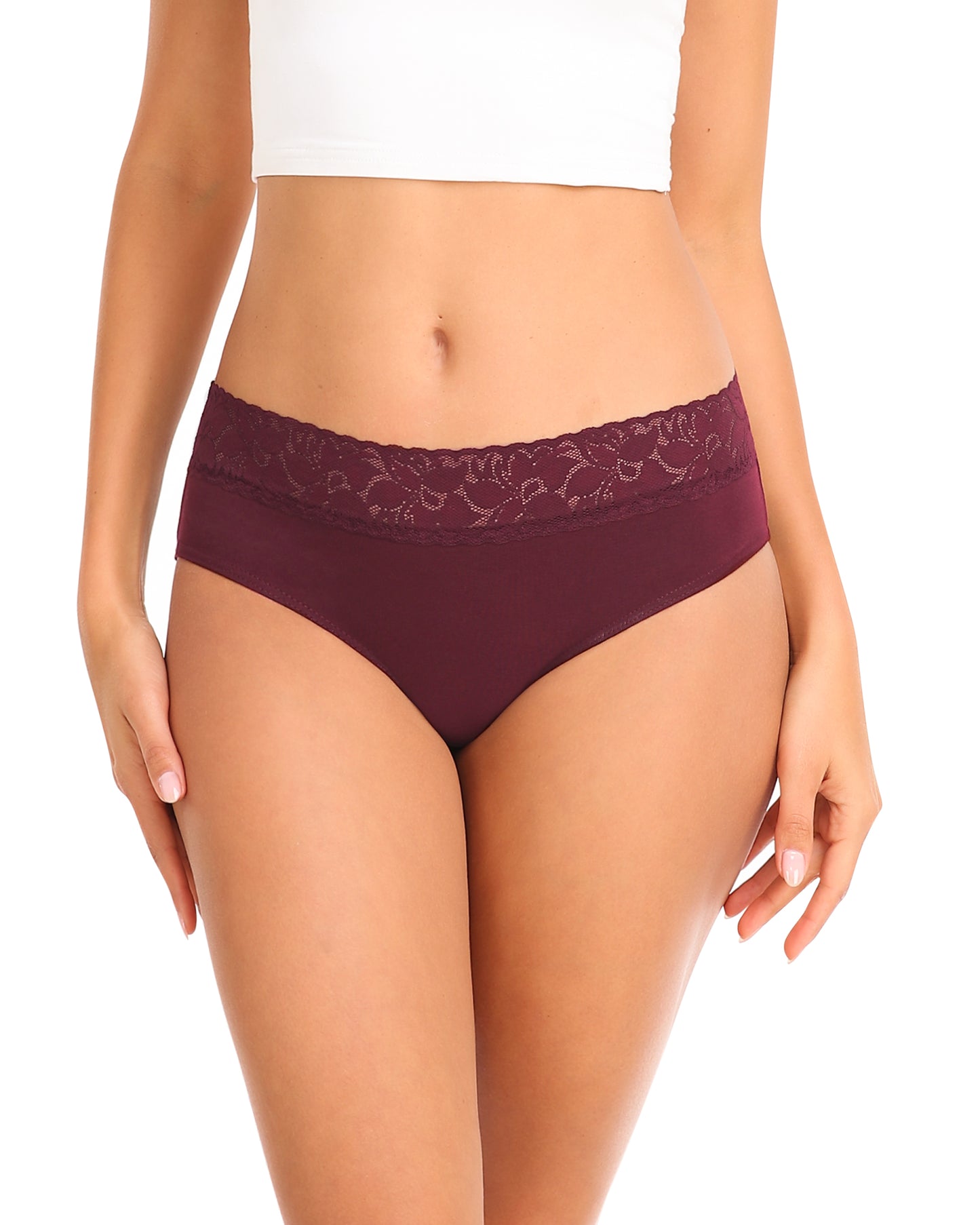 RHYFF Womens Underwear Cotton Lace Panties Soft Bikini Panty Comfortable Hipster Stretch Full Ladies Briefs 5 Pack Dark