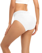 RHYFF Womens Underwear Cotton Bikini Panties Lace Soft Hipster Panty Ladies Stretch Full Briefs White-5 Pack