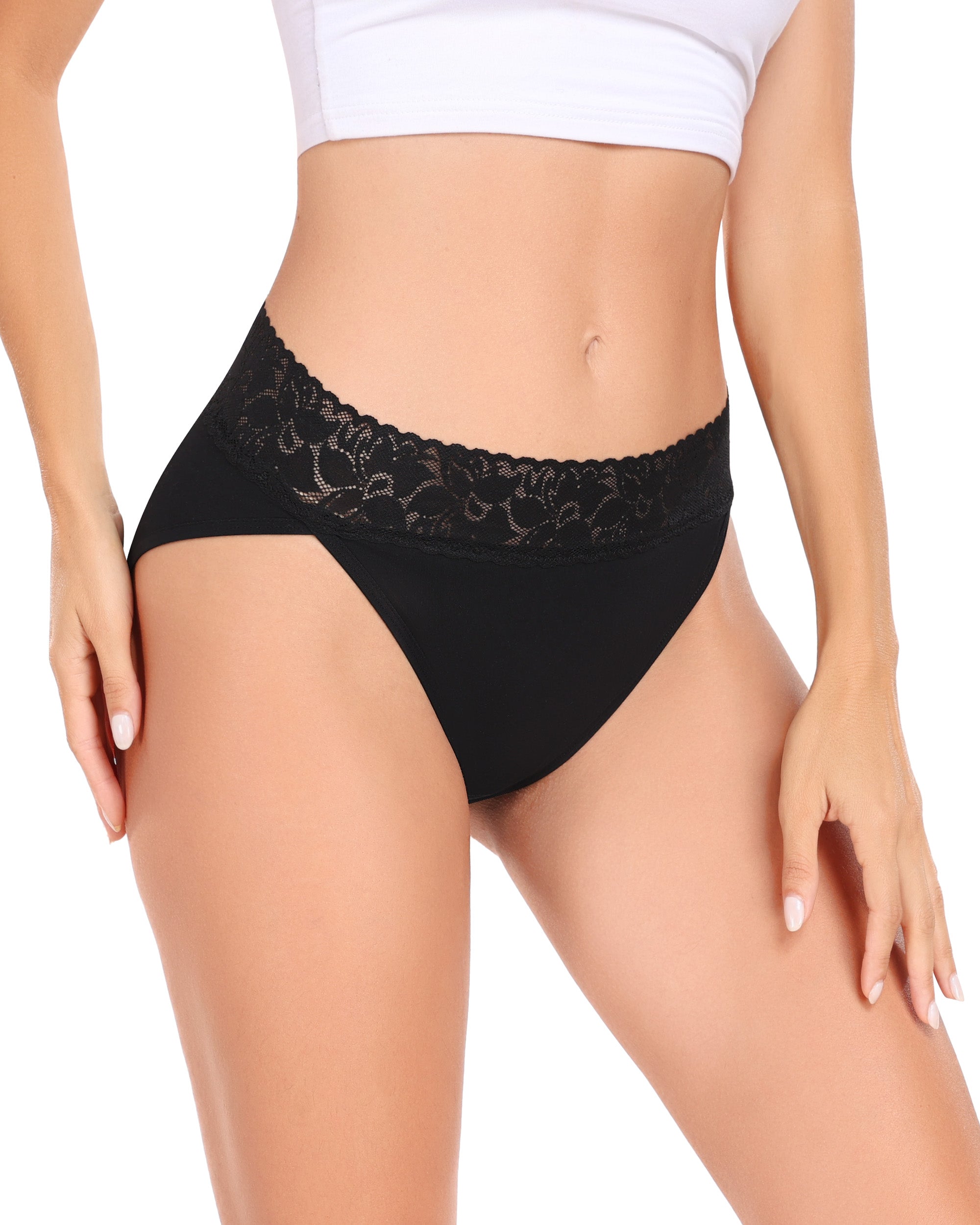 RHYFF Womens Underwear Cotton Bikini Panties High Cut Lace