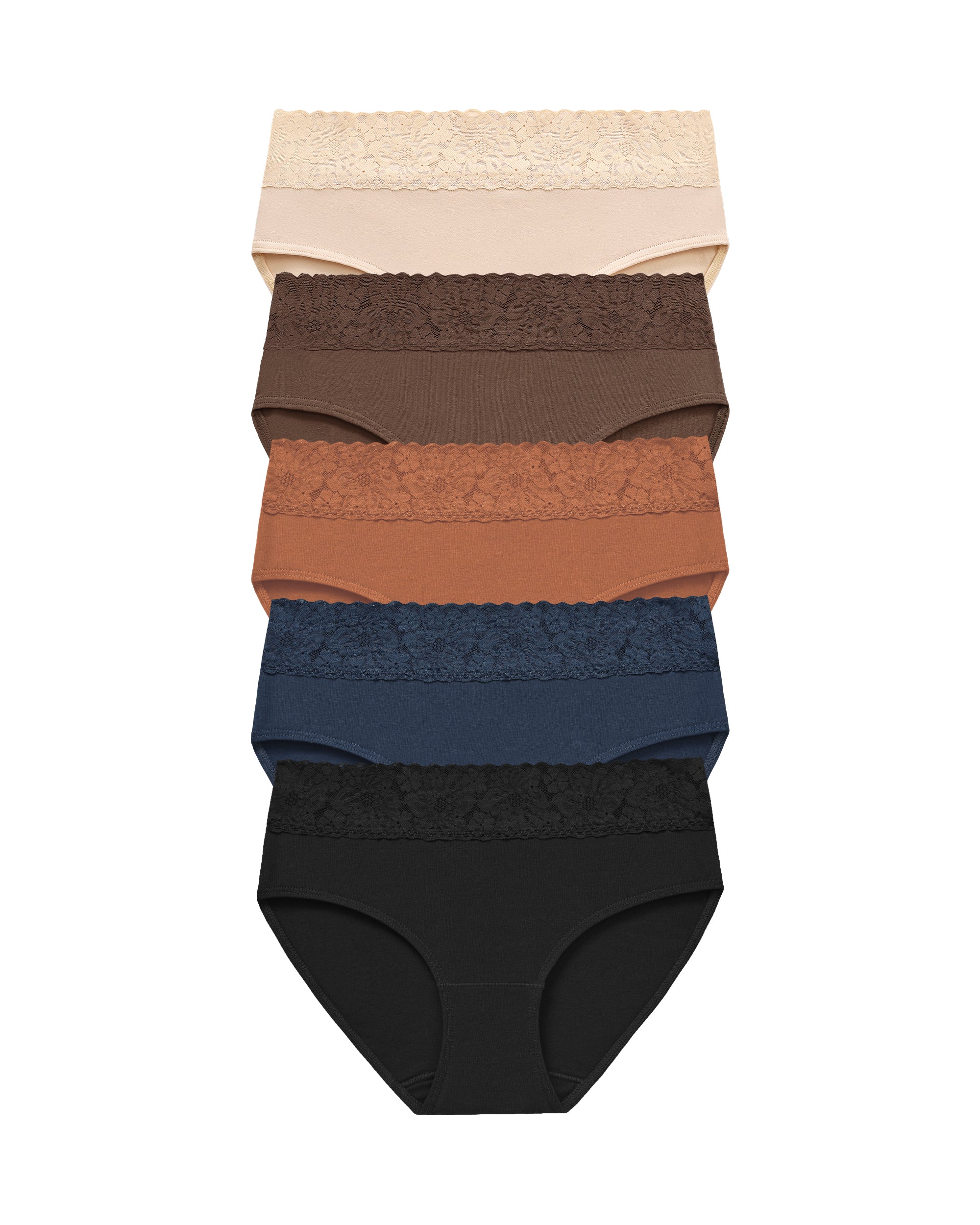 RHYFF Womens Underwear Cotton Hipster Panties Lace Panty Breathable Bikini Underpants Soft Ladies Plus Size Briefs Lightcoffe