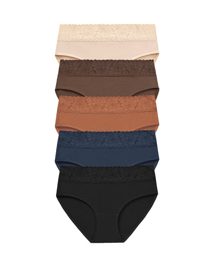 RHYFF Womens Underwear Cotton Hipster Panties Lace Panty Breathable Bikini Underpants Soft Ladies Plus Size Briefs Lightcoffe