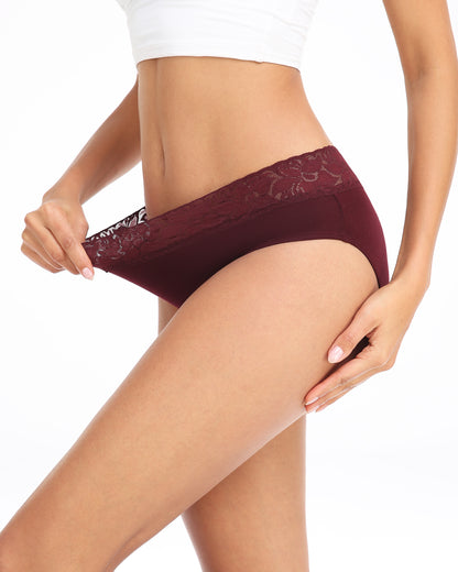 RHYFF Womens Underwear Cotton Lace Panties Soft Bikini Panty Comfortable Hipster Stretch Full Ladies Briefs 5 Pack Dark