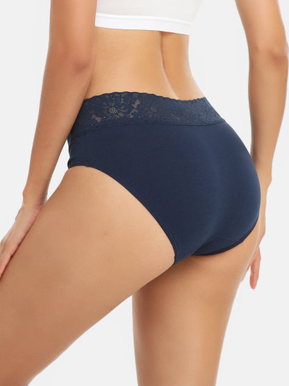 RHYFF Womens Underwear Cotton Lace Panties Full Briefs Dark Color-5 Pack 6004