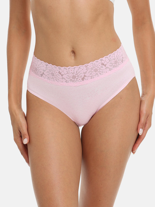 RHYFF Womens Underwear Cotton Hipster Panties Lace Panty 5-pack 6004