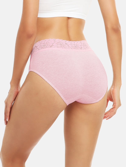 RHYFF Womens Underwear Cotton Hipster Panties Lace Panty 5-pack 6004