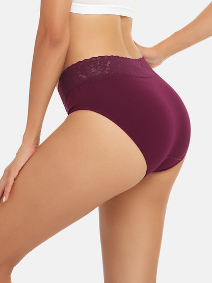 RHYFF Womens Underwear Cotton Lace Panties Full Briefs Dark Color-5 Pack 6004