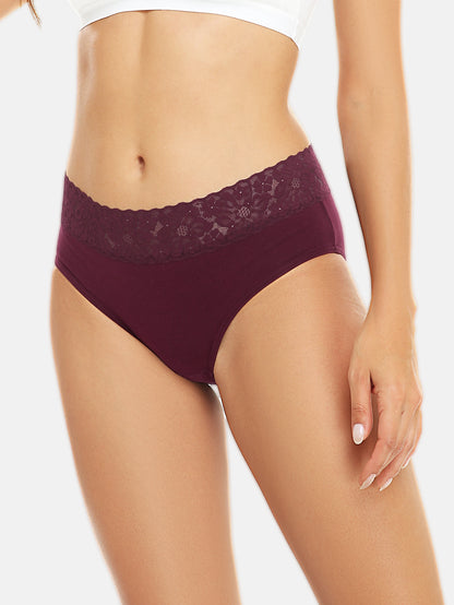 RHYFF Womens Underwear Cotton Lace Panties Full Briefs Dark Color-5 Pack 6004