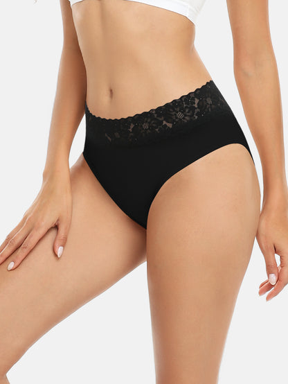 RHYFF Womens Underwear Cotton Lace Panties Full Briefs Dark Color-5 Pack 6004