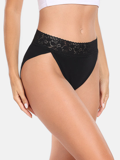 RHYFF Womens Underwear Cotton Bikini Panties High Cut 5-PACK 3168