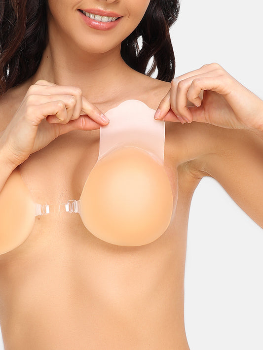 RHYFF Adhesive Bra Silicone Reusable Bra for Women with Nipple Covers