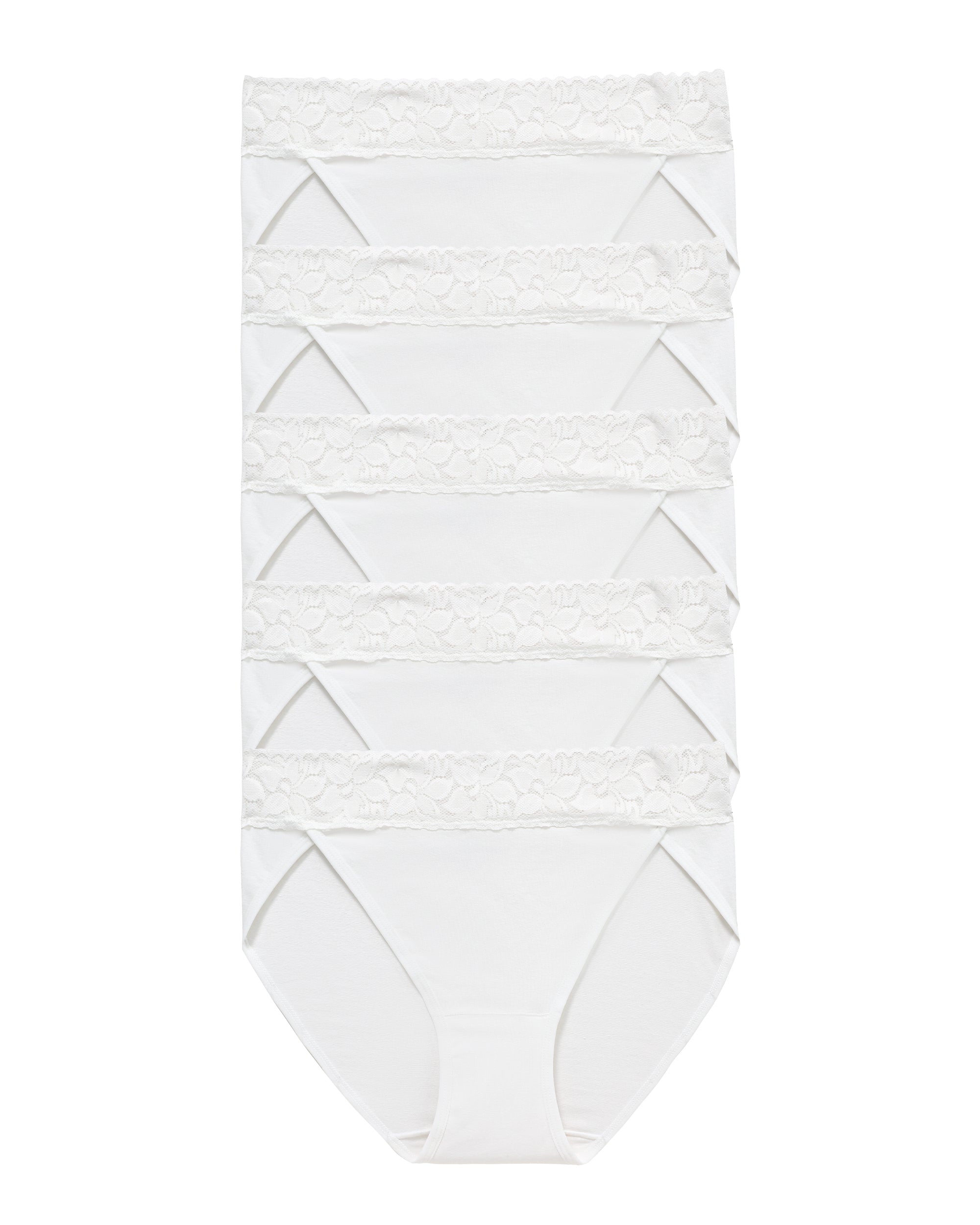 RHYFF Womens Underwear Cotton Bikini Panties High Cut Lace Panty Stretch Hipster Underpants Ladies Briefs White 5 pack 3168