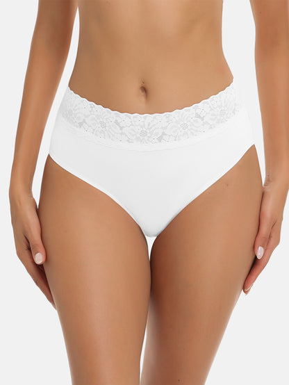 RHYFF Womens Underwear Cotton Lace Panties Full Briefs Dark Color-5 Pack 6004