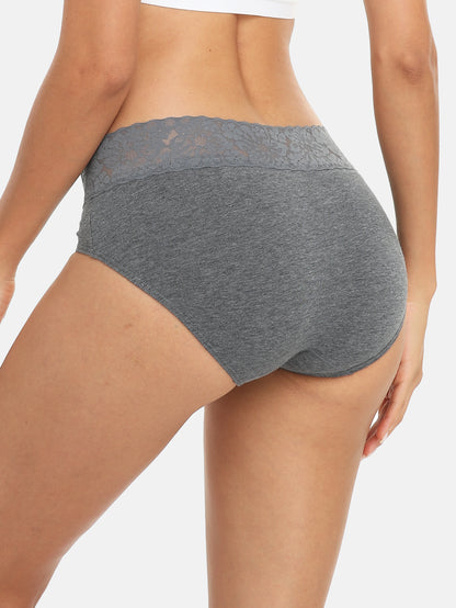 RHYFF Womens Underwear Cotton Hipster Panties Lace Panty 5-pack 6004