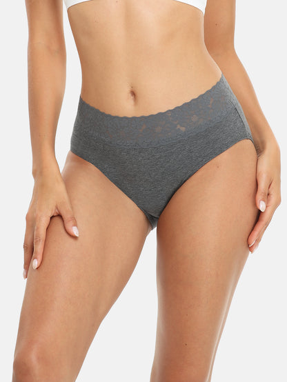 RHYFF Womens Underwear Cotton Hipster Panties Lace Panty 5-pack 6004