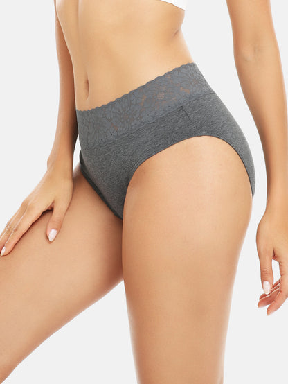 RHYFF Womens Underwear Cotton Hipster Panties Lace Panty 5-pack 6004