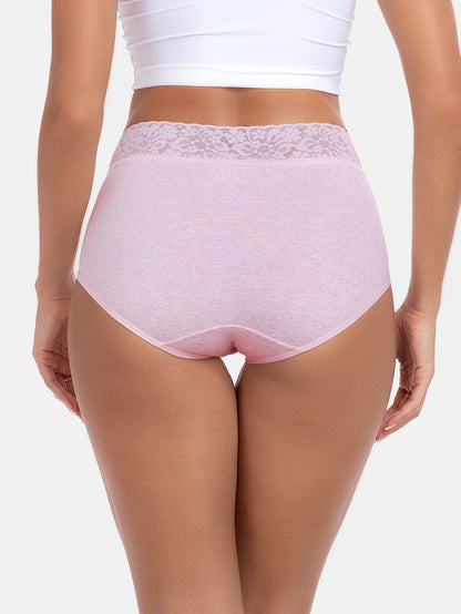 RHYFF Womens Underwear Cotton Lace PantiesFull Coverage Briefs S-3XL 5-Pack 6006