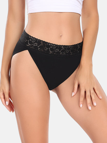 RHYFF Womens Underwear Cotton Bikini Panties High Cut 5-PACK 3168